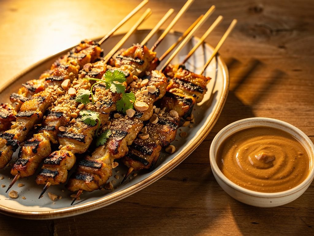 Chicken Satay Skewers with Peanut Sauce
