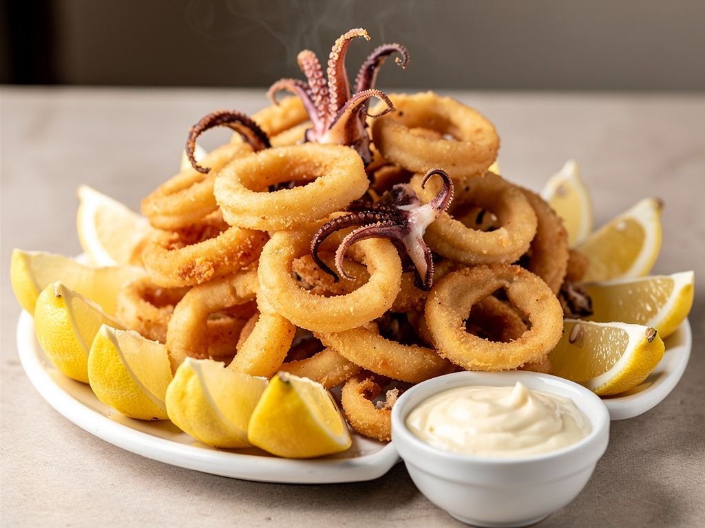 Crispy Fried Calamari with Lemon Aioli