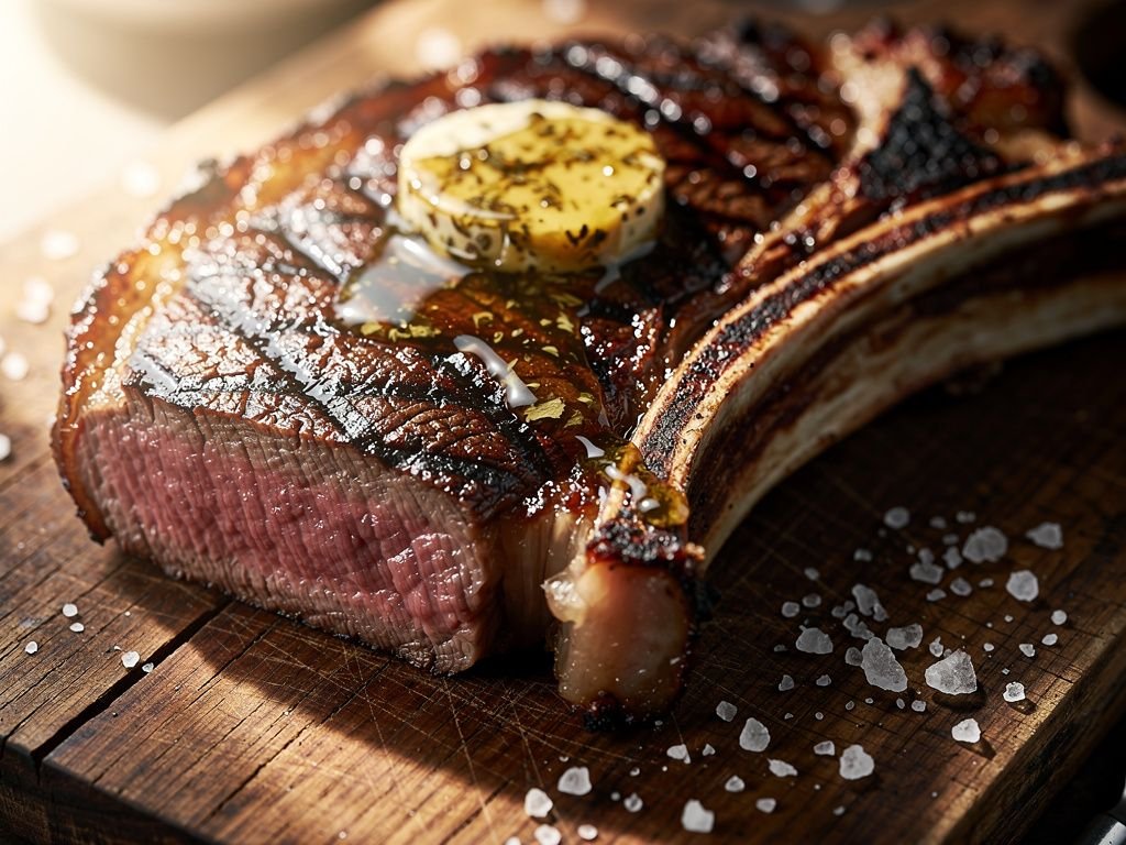 Grilled Ribeye Steak with Herb Butter
