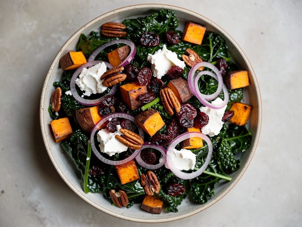 Kale and Roasted Sweet Potato Salad with Maple Vinaigrette
